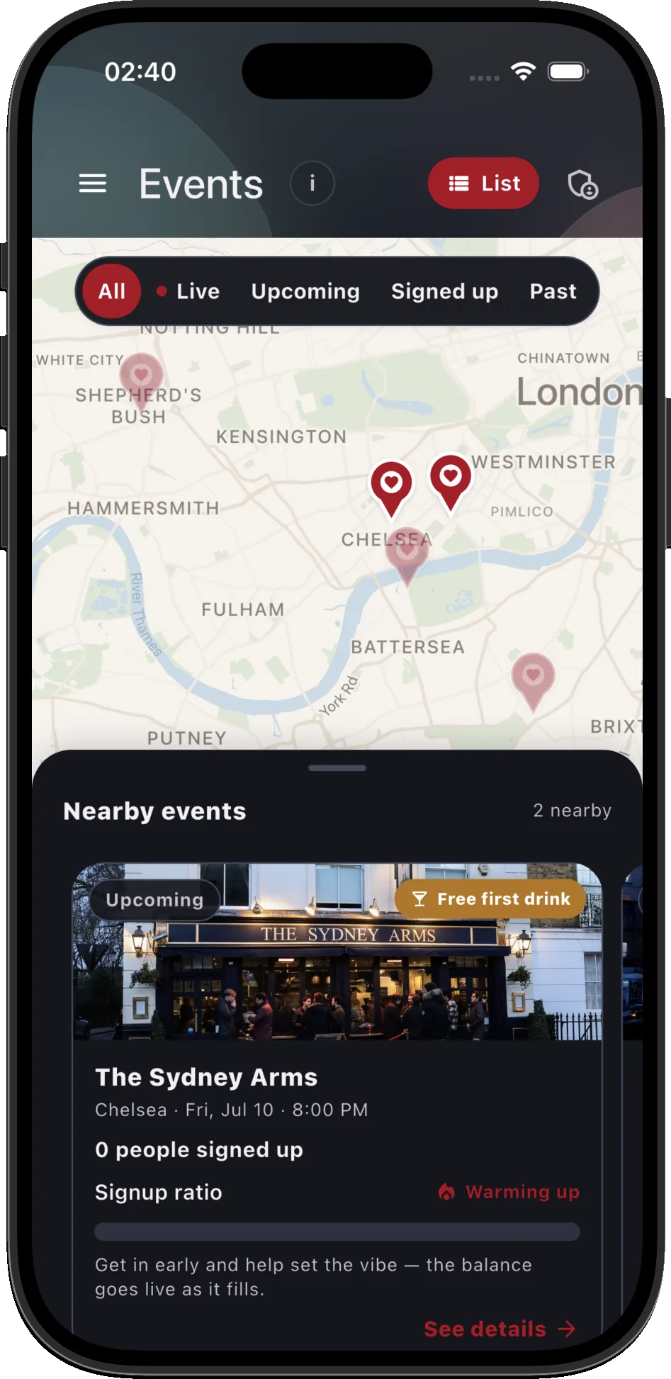 Map of nearby Glance venues in London